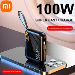 Banque Xiaomi Power Bank 100W Charge rapide Cordon intégré Banque d'alimentation portable 30000mAh Batterie externe de grande capacité