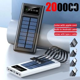Banks 200000MAH Zonne -Power Bank Bank Grote capaciteit Bidirectionele snellaad Ingebouwde kabel gratis verzending voor laadbank