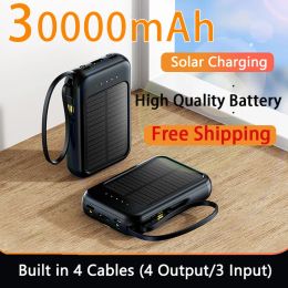Banks 30000 mAh Solar Power Bank La luz delgada viene con batería externa de cuatro cargones Portable Power Bank para Apple Xiaomi Samsung