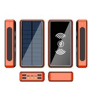 Banks 80000mAh Banco de energía solar inalámbrica Teléfono portátil Cargando rápido Cargador PowerBanks 4 USB LED Iluminación para Samsung Smart