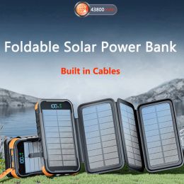 Banques Banque solaire pliante 43800mAh avec 4 câbles Panneau solaire PD 20W Charger rapide pour iPhone 14 Samsung Huawei Xiaomi Mi Powerbank