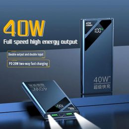 Banks PD40W Twoway Cargo rápido Banco de energía Portable de 20000máh Carger Digital Display Battery Battery Battery LED para iPhone Xiaomi