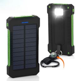 Banks Solar Power Bank 20000mAh Portable impermeable Batería externa PowerBank 20000 mAh Cargador LED LED POVERBANK para iPhone Huawei