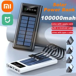 Banks Xiaomi Mijia 200000mAh Banque de puissance Câbles de puissance Câbles Solar Chargeur 2 Ports USB Charger externe Powerbank LED LED pour Xiaomi iPhone
