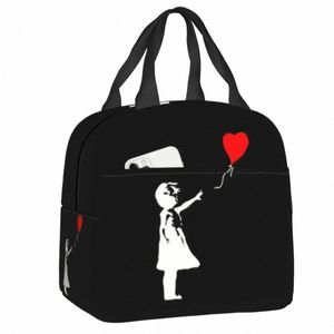 Banksy Ballo Girl Print Thermal Isolate Lunch Sac Femmes Kids Portable Boîte à lunch Portable pour école Travel Picnic Food Food Sacs N2ZB #