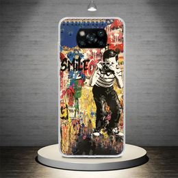 Banksy Graffiti Art Phone Case Cover voor Xiaomi Poco X3 NFC X4 GT X5 Pro M5S M3 M4 M2 F3 F3 F2 F1 Noot 10 A3 A2 Lite Soft Coque