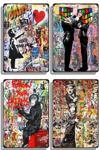 Banksy graffiti decoratieve plaque abstracte stijl tin metalen bord meisje met ballon decoratief billboard wall art bord home decor 20x30cm woo