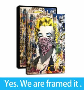 Banksy Graffiti Street Art Kleurrijke Marilyn Door Mr. Brainwash Portret Canvas Prints Olieverfschilderij Poster Muurschildering Home Decor3080062