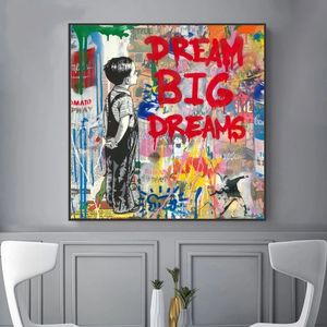 Banksy Pop Street Art Dream Posters en prints Abstracte Dieren Graffiti Art Canvas Schilderijen Aan de Muur Art Picture Home Decor