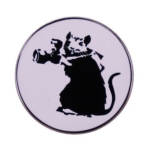 Rat Banksy avec épingle de caméra paparazzi broche insigne animal drôle de mode de mode de mode s002