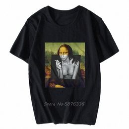 Banksy Renaissance Ma Lisa Street Artist T-shirt Hommes Cott T-shirt à manches courtes T-shirt drôle Harajuku r1nF #