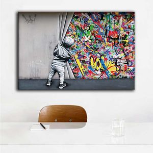 Banksy Street Art Graffiti Affiche Résumé Colorful Wall Art Painting Modern Pop Art Toile Impressions murales Pictures murales pour le salon Décoration de la maison