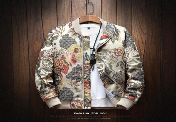 BANNAJI nueva chaqueta para hombre bordado otoño primavera hombres chaquetas de béisbol moda Casual Hip Hop calle prendas de vestir abrigo Floral Male3654058