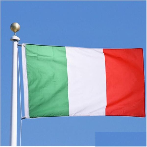 Banderas de pancarta 1 piezas Bandera de Italia 90X150Cm / 3X5 Ft Colgante grande País nacional Italiano Utilizado para festivales Decoración del hogar Entrega directa Dhr8L