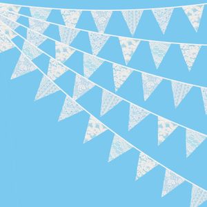 Banner Vlaggen 10M 36 Wimpel Kant Hessische Vlaggen Verjaardag Carnaval Stof Bunting Wedding Party Decor Banner Home Baby Shower Garland 230731