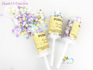 Bannière Drapeaux 10pcs / set Push Up Popper Avec Licorne Pastel Confetti Fête De Mariage Explosion Confetti Popper Pour Bébé Douche Nuptiale Décoration 230720