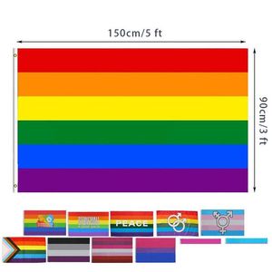 Banderas de pancarta 12 diseños 3X5Fts 90X150Cm Filadelfia Filadelfia Aliado recto Progreso Lgbt Arco iris Bandera del orgullo gay Hogar Jardín Parte festiva Dhra4