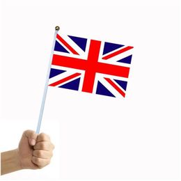 Bannervlaggen 14X21Cm Britse vlag Polyester Verenigd Koninkrijk Feestelijke handzwaaiende tuin met vlaggenmast Drop Delivery Home Party Suppl Dhgarden Dhqmr