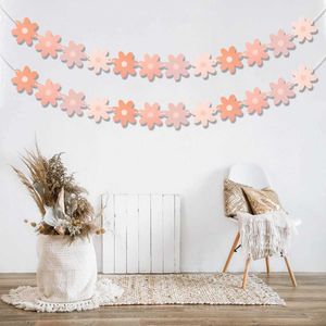 Banner Flags 1set Paper Small Daisy Flower Banner Bunting Festive Daisy Pull Flag Birthday Party Flags Flags décorations de scène décorée