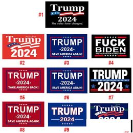 Banderas de pancarta 20 estilos Trump 3X5 pies 2024 Reelegir Take America Back Flag con ojales de latón Entrega de gota patriótica Home Garden Fes Dhdyu