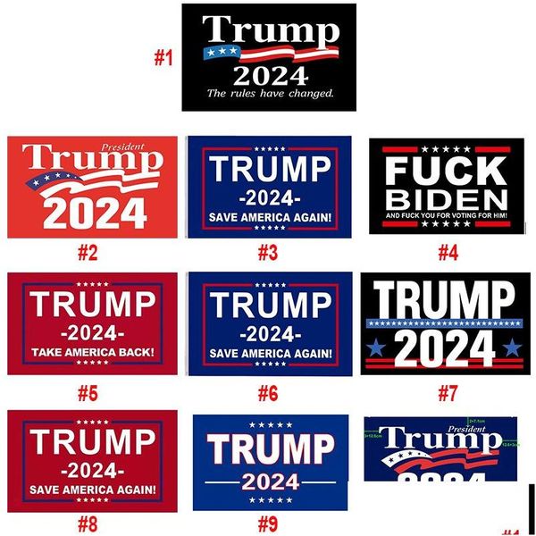 Banderas de banner 20 estilos Trump 3X5 Ft 2024 Reelegir Take America Back Flag con ojales de latón Entrega de gota patriótica Home Garden Fes Dhlbb