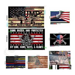 Banner Flags 2021 AMERIKA AMENDENTILIE 90X150CM POLITIE 2nd Trump Flag USA Gadsden verkiezing DHS Presidenti￫le US Drop Delivery Home Garde Dh7GD