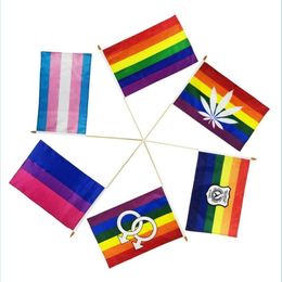 Banner Flags 2022 Fan Supplies Banner Flags Impreso Gay Mini Rainbow Hand Flag Lgbt Peace Parade Pride Drop Delivery Home Garden Fes Dhjha