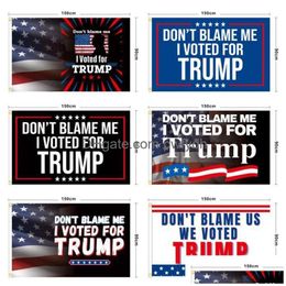 Banner Flags 2024 Campagne présidentielle américaine J'ai voté pour Trump Flag Don't Blame Me 90x150cm Drop Livilor Home Garden Festive Party Su DH0FP