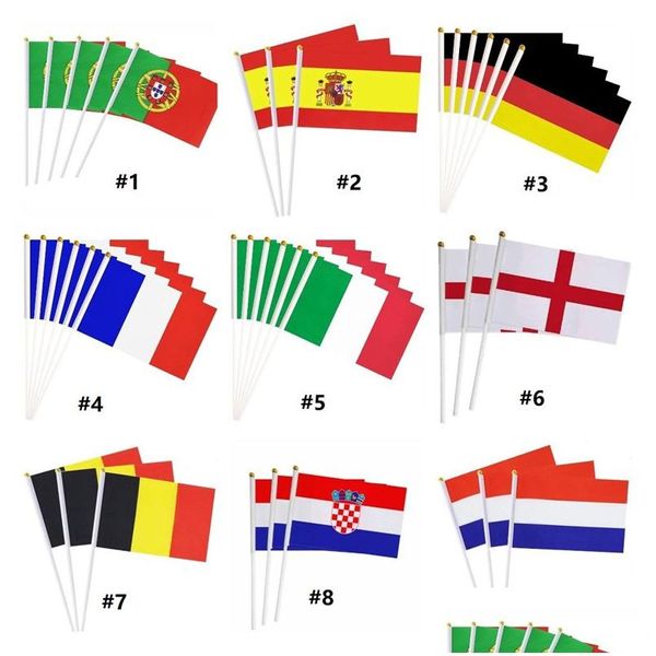 Banner Flags 21x14cm Waving Flag Portugal España Alemania Francia Italia Celebrada Festival Nacional Decoración de alegría P309 Drop de Dhmhe