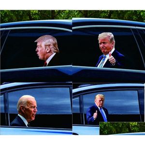 Drapeaux de bannière 25x32cm Trump 2024 Autocollant de voiture Fournitures de fête Élection présidentielle américaine PVC Autocollants de fenêtre de voiture Drop Del Livraison Hom Dhzqa