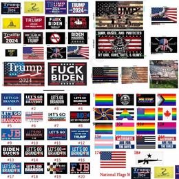 Drapeaux de bannière 280 Designs Direct Factory Rainbow Lgb Flag 3X5 Ft 90X150 Cm Lets Go Brandon Save America Again Trump For 2024 Presiden Dhdah