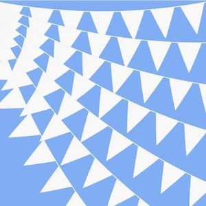 Banner Flags 32 pieds Blanc Mariage Bride pour être Party Decorations Bannières Banneaux blancs Triangle Triangle Bunting Garland Outdoor Streamers