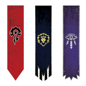 Banner Vlaggen 36x168cm WOW Wereldoorlog Voor Horde Alliance Banner Lange Vlag Muur Opknoping KTV School Bar Thuis School Cosplay Party Decoratie Gift 230727