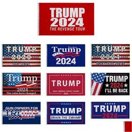 Banner vlaggen 3x5 ft Trump vlag 2024 Verkiezing Donald de tour 150x90 cm snelle drop levering Home Garden Feestelijke feestartikelen DHK20