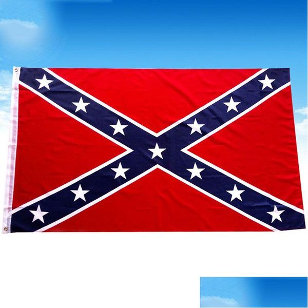 Banner Flags 3X5 Ft Bandera de penetración de dos lados Confederado Rebelde Guerra civil Poliéster Banderas nacionales Personalizable Vt1427 Drop Deliv Dh0Uc