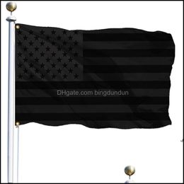 Bannervlaggen 3x5ft Zwart -Amerikaanse vlag Polyester Geen kwartaal krijgen US USA Historical Protection DubbleSided Indoor Outdoor Dr Otpi0