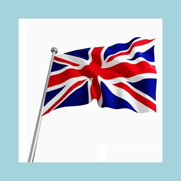 Drapeaux de bannière 3X5Ft Royaume-Uni Drapeau Reine Elizabeth II Le Royaume-Uni Drapeaux nationaux Suspendus Bannière Angleterre Britannique Décoration de fête Dh7Tr