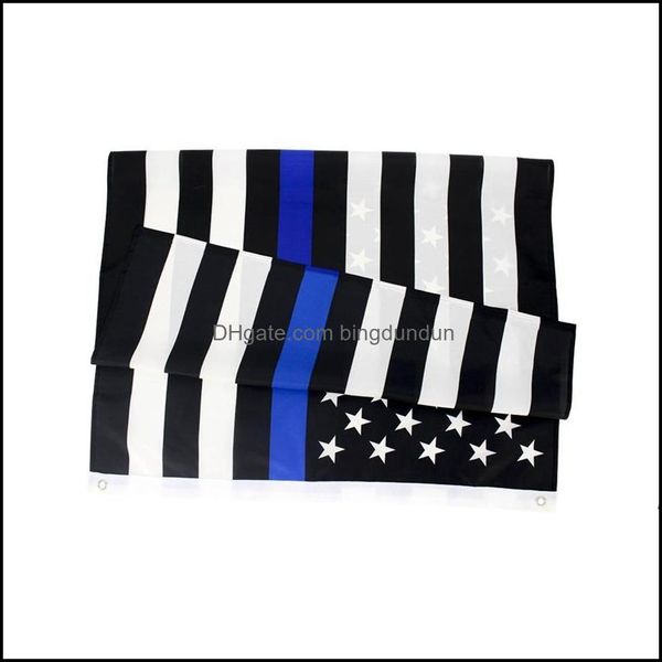 Drapeaux de bannière 3X5Fts 90Cmx150Cm Officiers chargés de l'application de la loi US Police américaine Thin Blue Line Flag Blueline Usa Rrd8185 Drop Delivery Ho Otxeg