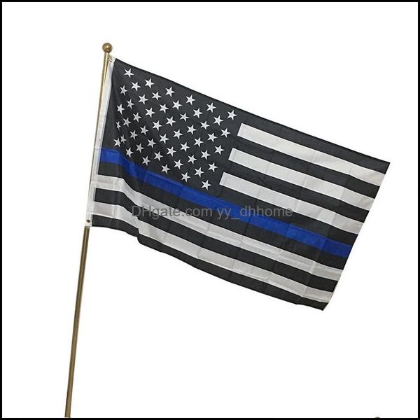 Drapeaux de bannière 3X5Fts Polyester Usa 90X150Cm États-Unis Étoiles Rayures Us Bannières américaines Amérique Noir Blanc Bleu Volant Vt1457 Dro Dhkdl