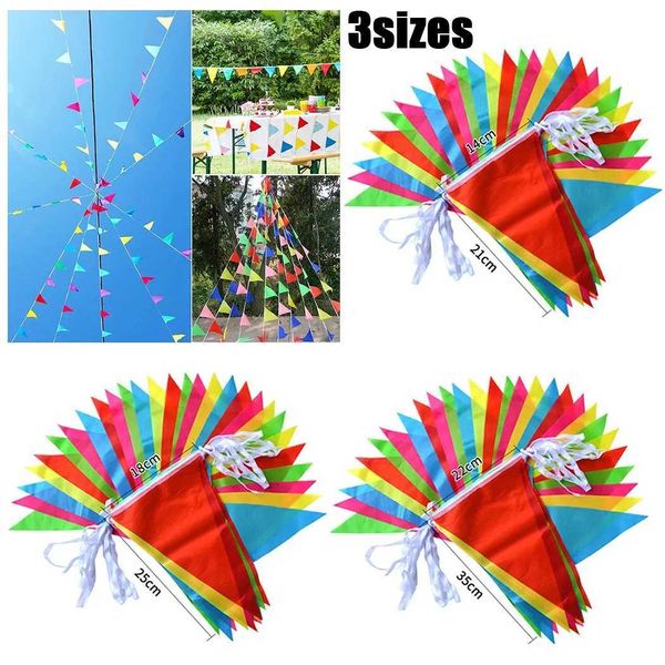 Banner Flags 50 / 100m Multicolore Triangle Flags Bunting Party Banner Triangle Garland for Kindergarten Home Garden Wedding Shop Street Decor