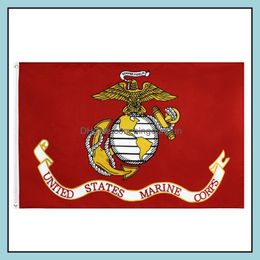 Banderas de pancarta 50 piezas Fábrica directa 3X5Fts 90X150Cm Estados Unidos de América Ejército de EE. UU. Usmc Marine Corps Flag Drop Delivery Home Ga Otesg