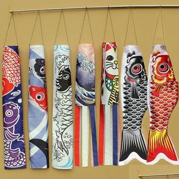 Banner vlaggen 70 cm Japanse karper spray windsock streamer vis vlag Koinobori vlieger cartoon colorf wind sok 140 cm 230701 drop -homosmom dhuhk