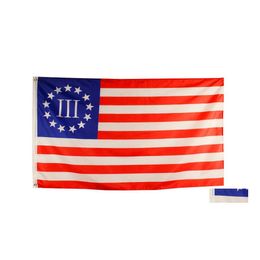 Bannervlaggen 90x150 cm 3x5 FTS US Nyberg Drie procent Verenigde Staten Betsy Ross 1776 Groothandel Factory Prijs Druppel Huis DHBPS DHBPS