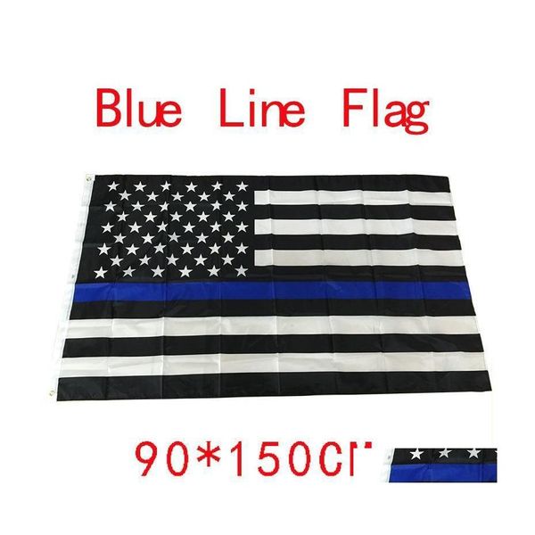 Banner Flags 90x150cm Blueline USA Police de 3x5 pieds mince Blue Line Flag noir blanc et américain avec des œillets en laiton DBC BH2686 DROP DH9JI