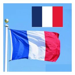 Drapeaux de bannière 90x150cm Drapeau de la France Polyester imprimé européen avec 2 œillets en laiton pour suspendre la livraison nationale française et livraison directe à domicile Dhqea