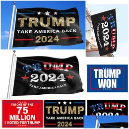 Banner Flags 90x150cm Trump Campagne 2024 U.S.Dicerialial Take America Back élection drapeau Drop Livrot Home Garden Festive Party Su Dhfoo