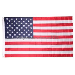 Bannervlaggen 90X150Cm Amerikaanse Amerikaanse vlag Tuin Kantoor 3X5 Ft Hoge kwaliteit Sterren Strepen Polyester Stevig Dbc Drop Delivery Home Fest Dhjbk