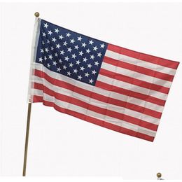 Bannervlaggen Amerikaanse vlag - 3X5 Ft hoge kwaliteit nylon geborduurde sterren genaaid strepen stevige koperen doorvoertules. Levering in de tuin in de VS Dh0Ed