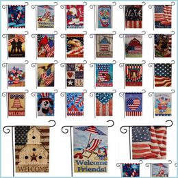 Banner vlaggen American Garden Flag USA Independence Day US Serie Patroon Patroon Patroon Huis Lawn Decor Drop Delivery Feestelijke benodigdheden Dhrwi