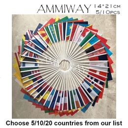 Bannervlaggen Ammiway 14x21cm Kies 5 stks 10 stks 20 pcs landen hand u wilt nationale wereldland kleine gedrukte vlag 230815